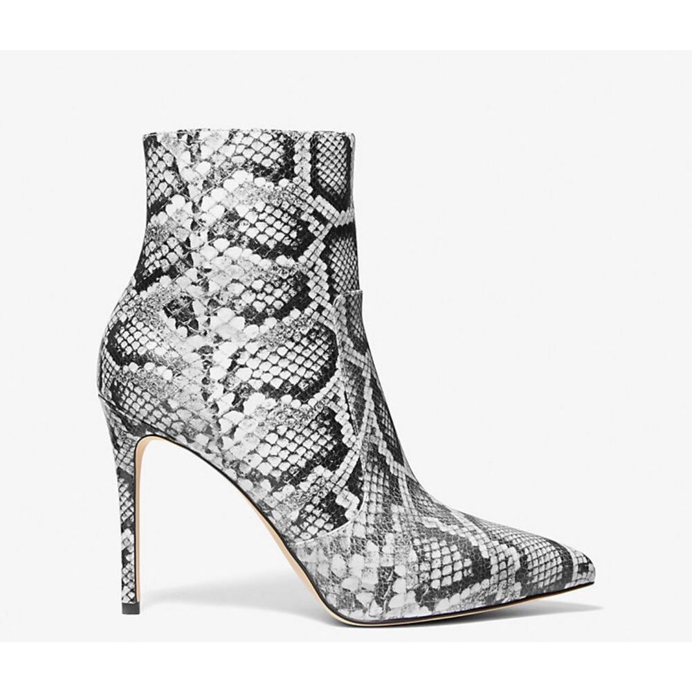 Michael Kors Rue Snake Embossed Leather Ankle Boots 7.5 NEW
